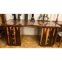 Casa Padrino Art Deco Schreibtisch Braun 180 x 90 x H. 81 cm - Massivholz Bürotisch - Computertisch - Büro Möbel - Luxus Möbel - Massivholz Möbel - Luxus Einrichtung - Büro Einrichtung