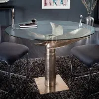 LEBENSwohnART Design Esstisch ELICA 100cm silber-antik Aluminium Maritim