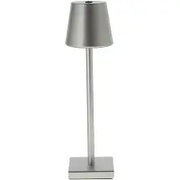 Etc-shop LED Tischleuchte, silber, Touchdimmer, Akku, USB, H 38 cm