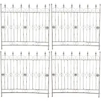 DELUKE Gartenzaun LINUS 4er Set Antik - 124x1x116cm, Metall, Bronze | Steckzaun Element Rankzaun Eisen