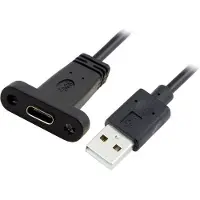 System-S USB A Male zu USB C Female Panel Mount Stecker Ladekabel 90 cm