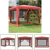 The Living Store Partyzelt mit 4 Mesh-Seitenwänden Rot 3x3 m HDPE