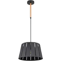 Etc-shop Hängeleuchte, Holzoptik Metall, schwarz braun matt, H 120 cm
