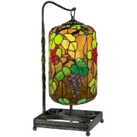 Casa Padrino Luxus Tiffany Tischleuchte Mehrfarbig / Schwarz 17 x 17 x H. 45 cm - Tiffany Schreibtischleuchte - Luxus Interior - Luxus Art Deco Leuchten - Tiffany Leuchten