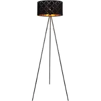 Globo RGB LED Stehlampe, Textil, schwarz-gold, Stativ
