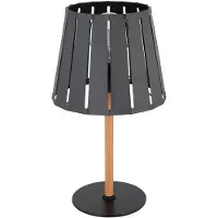 Etc-shop Tischleuchte, Metall Holzoptik, schwarz, H 45 cm