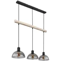 Globo Lighting LED Hängeleuchte, Schwarz, Glas rauchfarben, 3-Flammig, L 80 cm