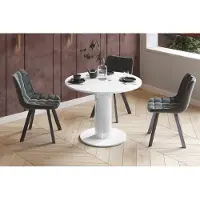 Designimpex Design Esstisch Tisch HES-111 rund oval Hochglanz ausziehbar 100-148cm