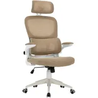 Trisens Flexibler Bürostuhl in moderner Mesh-Optik ergonomischer Schreibtischstuhl mit Nacken- und Lordosenstütze Gamingstuhl mit atmungsaktiver Netzrückenlehne und Wippfunktion ,Farbe:Weiß/Taupe