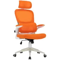 Trisens Flexibler Bürostuhl in moderner Mesh-Optik ergonomischer Schreibtischstuhl mit Nacken- und Lordosenstütze Gamingstuhl mit atmungsaktiver Netzrückenlehne und Wippfunktion ,Farbe:Weiß/Orange
