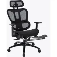 Trisens Bürostuhl in moderner Mesh-Optik mit Fußstütze ergonomischer Drehstuhl mit Nacken und Lordosenstütze - Gamingstuhl mit atmungsaktiver Netzrückenlehne und Wippfunktion ,Farbe:Schwarz
