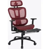 Trisens Bürostuhl in moderner Mesh-Optik mit Fußstütze ergonomischer Drehstuhl mit Nacken und Lordosenstütze - Gamingstuhl mit atmungsaktiver Netzrückenlehne und Wippfunktion ,Farbe:Schwarz/Rot