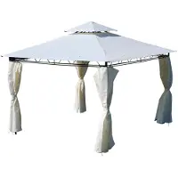 ALEOS AS-S Garten Pavillon Gartenpavillon 3x3 Meter, Dach 100% WASSERDICHT UV30+ 9m² mit 4 Vorhängen quadratisch