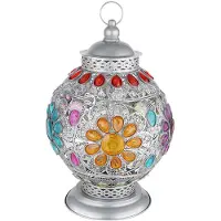 Globo Tischleuchte, Metall, Kristalle, orientalisch, D 27cm