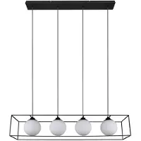 Etc-shop Hängeleuchte, Metall, Glas, schwarz, 4 Flammig, H 150 cm