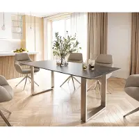DELIFE Esstisch Edge 200x100 Keramik Laminam Nero Greco Anthrazit Edelstahl Schmal