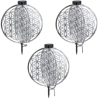 Globo 3x LED Solarleuchte, Erdspieß, silber, H 51 cm