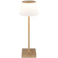 Globo Lighting LED Tischleuchte, Touchdimmer, USB Akku, Holzoptik, H 38 cm