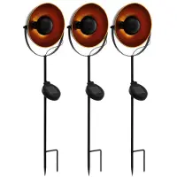 Etc-shop 3er Set LED Solarleuchte, Erdspieß, schwarz-orange, H 61 cm