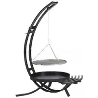 Casa Padrino Luxus Metall Schwenkgrill Schwarz / Silber 80 x 70 x H. 190 cm