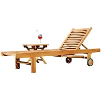 ALEOS . Hochwertige TEAK Sonnenliege Gartenliege Strandliege Liegestuhl Holzliege Holz sehr robust Modell: COZY+ Beistelltisch 45x45cm