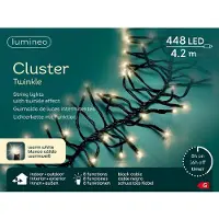 Lumineo Lichterkette Cluster Twinkle 448 LED 4,2 m warm weiß, schwarz