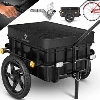 Kesser Fahrradanhänger Lastenanhänger Handwagen mit Kupplung Hochdeichsel für Fahrrad Transportanhänger Transportbox mit 70 Liter Volumen Max. 60kg für Fahrräder mit 26'' - 28''
