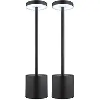 Globo Lighting 2er Set LED Tischleuchte, Touchdimmer, Akku, schwarz, H 34cm