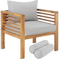 TecTake Garten-Loungesessel Boka, lasiertes Holz, 120 kg belastbar
