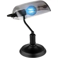 Globo RGB LED Tischlampe, Bankerlampe, schwarz, Glas rauch, H 32 cm