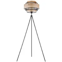 Globo Lighting RGB LED Stehlampe, Metall schwarz, Holzoptik, H 150 cm