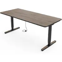 Yaasa Desk Pro Höhenverstellbarer Schreibtisch Elektrisch 200 x 80 cm, Eiche dunkel/Schwarz – Touch Handschalter – 9 Speicherfunktionen – Höhenanzeige