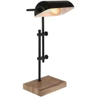 Globo Lighting LED Tischleuchte, schwarz, Holzoptik, Höhe verstellbar, H 50 cm