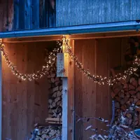 MARELIDA LED Solar Büschellichterkette - Cluster - 1512 bernstein LED - 14m - 8 Funktionen - USB