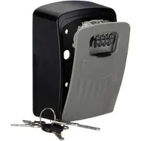Relaxdays Schlüsseltresor, 4-stelliger Zahlencode, Großer Key Safe zur Wandmontage, HxBxT 14,5x10,5x5 cm, schwarz/grau