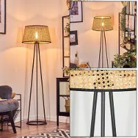 Hofstein Casalina Stehlampe aus Metall/Wiener Geflecht/Rattan in Schwarz/Natur