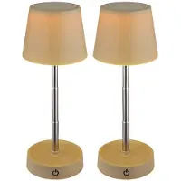 Globo Lighting 2x LED Tischleuchte, Touchdimmer, USB, Akku, sandfarben