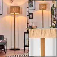 Hofstein Mila Stehlampe mit Holzfuß und Schirm aus Bast