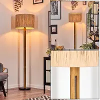 Hofstein Mila Stehlampe aus Holz/Metall und Schirm aus Bast