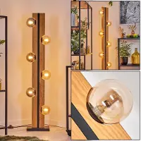 Hofstein Isorella Stehlampe aus Holz/Metall/Glas in Natur/Schwarz/Bernsteinfarben