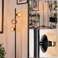 Hofstein Garaguso Stehlampe aus Metall/Glas in Schwarz/Bernsteinfarben
