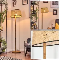 Hofstein Casalina Stehlampe mit Holzfuß und Schirm aus Rattan/Wienergeflecht