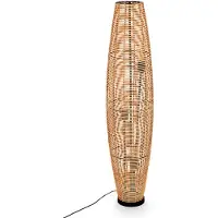 Hofstein Messerotti moderne Stehlampe aus Metall/Rattan in Schwarz/Natur