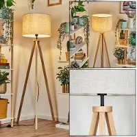 Hofstein Schiavonea Stehlampe aus Holz/Stoff in Naturfarben/Beige