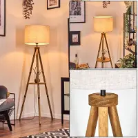 Hofstein Schiavonea Stehlampe aus Holz/Stoff in Natur/Beige/Weiß
