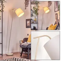 Hofstein Lamezia Stehlampe aus Metall/Stoff in Beige/Weiß