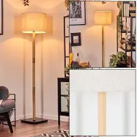 Hofstein Schiavonea Stehlampe aus Holz/Stoff in Natur/Schwarz/Beige, Höhe 169,5cm