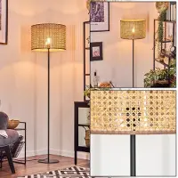 Hofstein Varoni Stehlampe aus Metall/Wiener Geflecht/Rattan in Schwarz/Natur