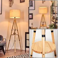 Hofstein Schiavonea Stehlampe aus Holz/Stoff in Natur/Beige/Weiß