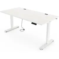 Yaasa Desk Essential Höhenverstellbarer Schreibtisch Elektrisch 160 x 80 cm, Weiß/Weiß – 4 Speicherfunktionen, Höhenanzeige, Kollisionssensor und Kabelnetz